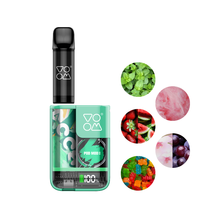 Pod Mod II VOOM + 5 cápsulas dif. sabor x 600 (3.000 puffs) y 20 mg/ml nicotina – Summer Serie