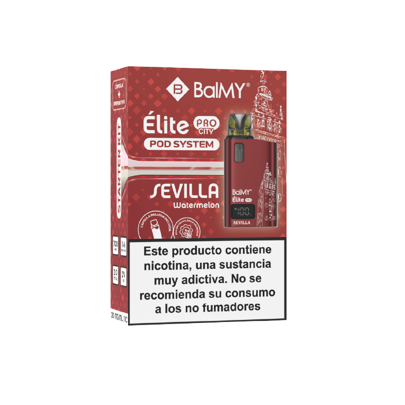 Pod recargable de cápsula BalMY Élite PRO Kit Starter 20mg/ml nicotina – Sandía Sevilla Rojo