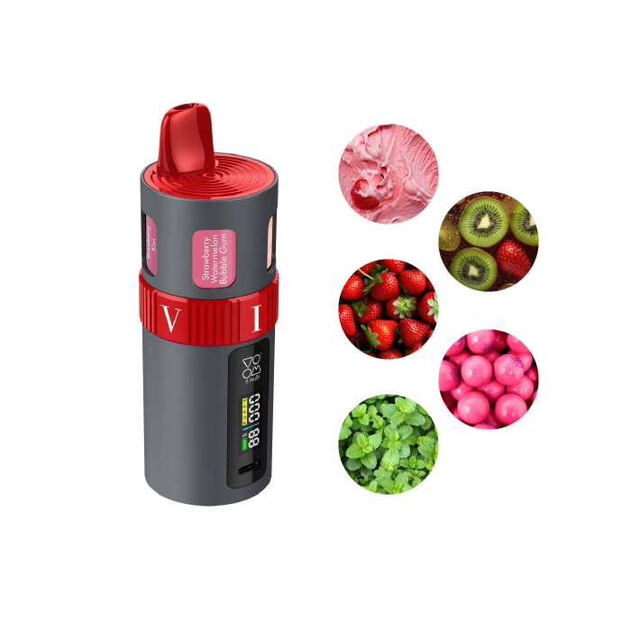 Multi pod VOOM 3000 puffs 5 sabores en 1 con 20 mg/ml nicotina Starter Kit – Strawberry Serie